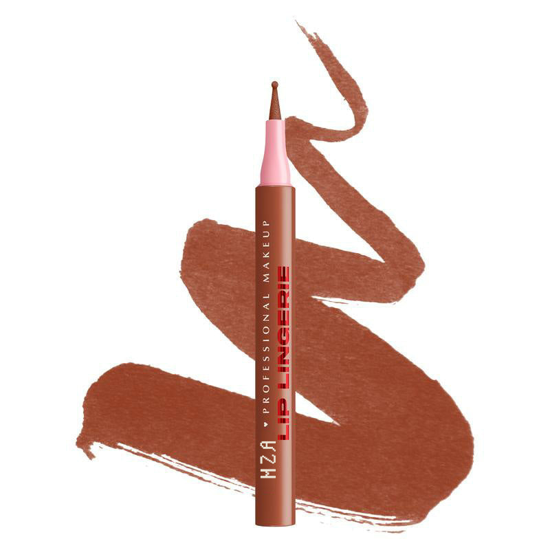 HZA Professional Makeup lip liner with brown swatch on a white background
