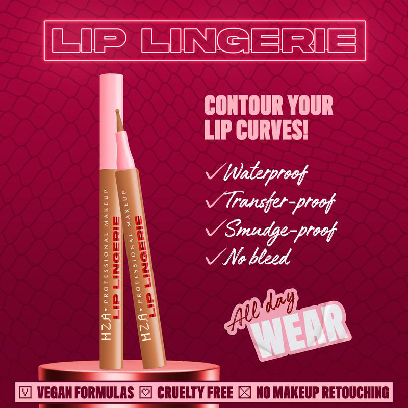 Lip lingerie product with text on a red background